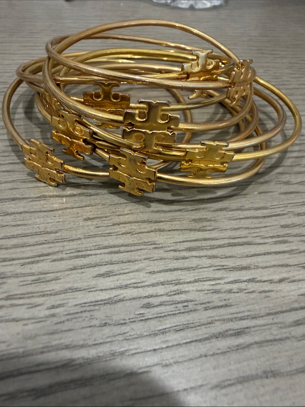Tory Burch Gold Logo Thin Stackable Bangle Set